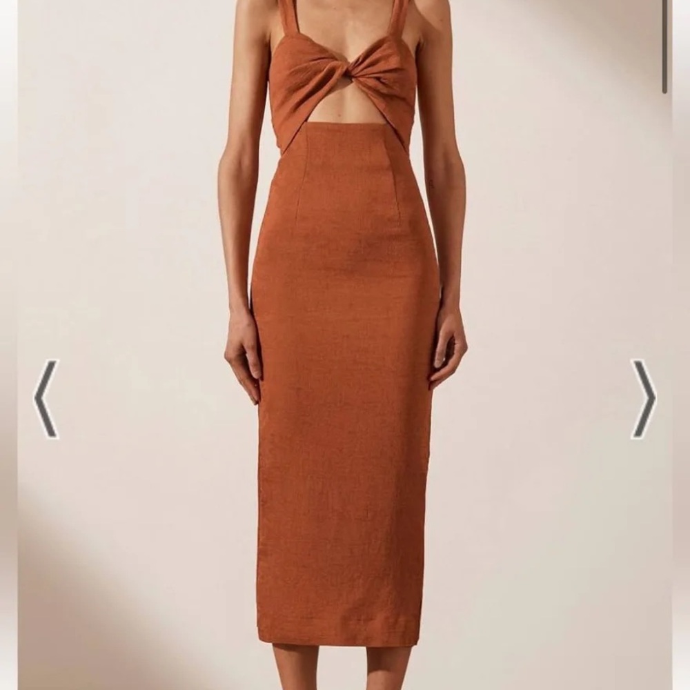 Shona Joy Tan Midi Dress